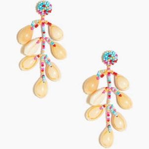 JCREW Mercantile Beaded Shell Statement Earrings Beach Coastal Chic